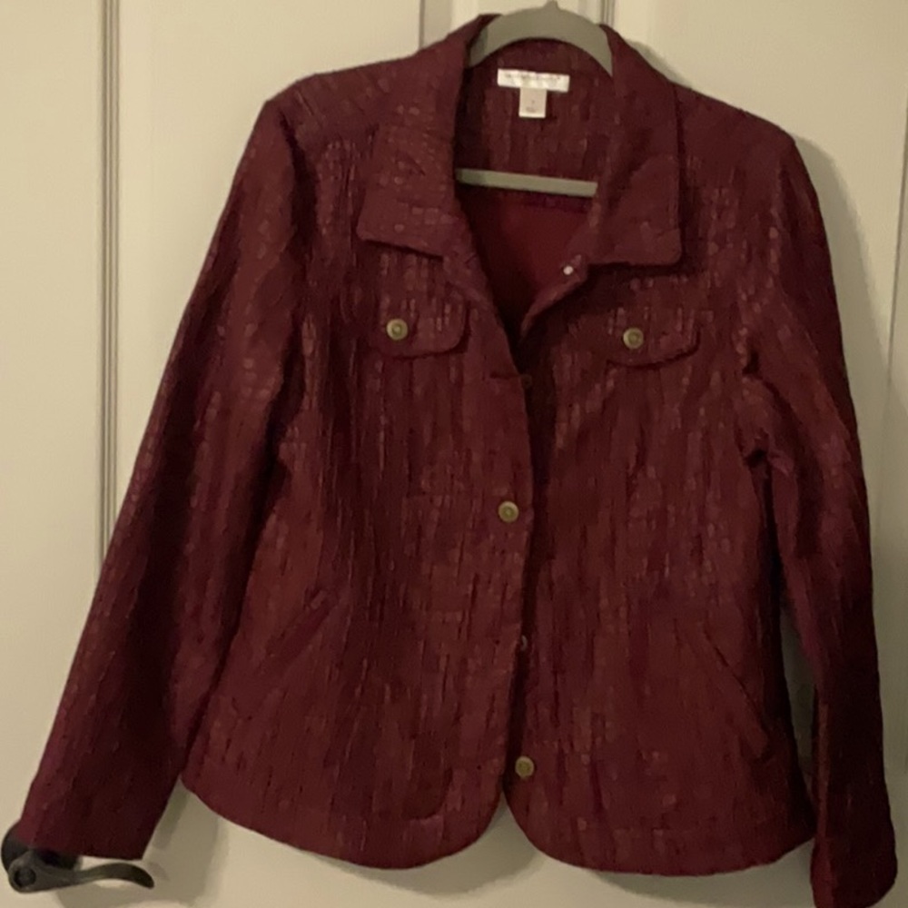 Christopher & Banks Women's Burgundy Textured Jacket
